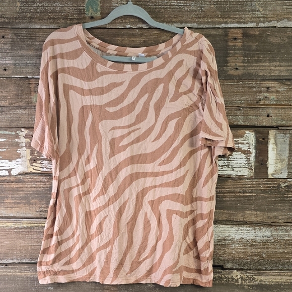 Nordstrom Tan & Brown Relaxed Fit T-Shirt, Size L - Picture 1 of 4